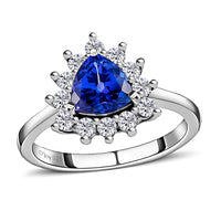 AAA Tanzanite and Moissanite Heart Shape Halo Ring in Platinum Over Sterling Silver 1.65 ctw