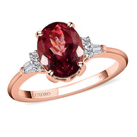 Luxoro 10K Rose Gold Premium Red Apatite and G-H I3 Diamond Ring (Size 10.0) 2.00 ctw (Del. in 15-20 Days)