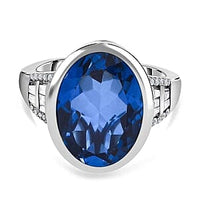 Ceylon Color Quartz and White Zircon Ring in Platinum Over Sterling Silver (Size 11.5) 10.90 ctw