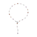 Multi Color Shell Pearls Lariat Necklace 24 Inches in Silvertone - Sticky add to cart bar