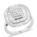 DOORBUSTER Diamond Cluster Ring in Platinum Over Sterling Silver 1.50 ctw - Sticky add to cart bar