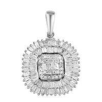 DOORBUSTER Diamond Cluster Pendant in Platinum Over Sterling Silver 2.35 Grams 1.50 ctw