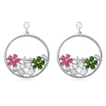 Polki Diamond and Multi Gemstone Floral Earrings in Platinum Over Sterling Silver 4.90 ctw - Sticky add to cart bar