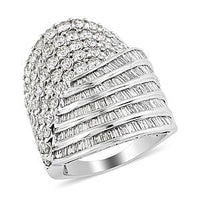 10K White Gold Diamond G-H I1 Swirl Design Cocktail Ring 10 Grams 4.00 ctw