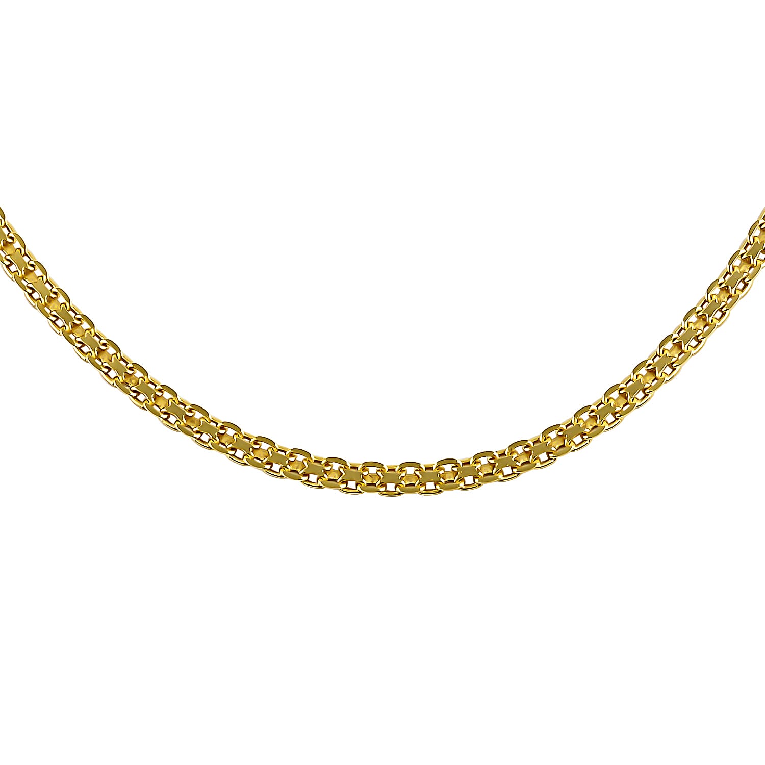 Italian 14K Yellow Gold Over Sterling Silver Bismark Chain 20 Inches 3 Grams