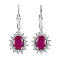 Niassa Ruby and Natural White Zircon Sunburst Lever Back Earrings in Platinum Over Sterling Silver 4.75 ctw - Sticky add to cart bar