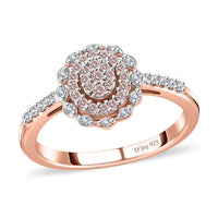 Natural Pink and White Diamond I3 Ring in Vermeil Rose Gold Over Sterling Silver (Size 10.0) 0.25 ctw