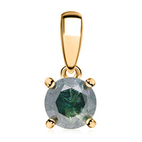 Luxoro 10K Yellow Gold Green Diamond Solitaire Pendant 1.00 ctw