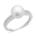 White Freshwater Pearl and Simulated Diamond Ring 0.35 ctw - Sticky add to cart bar
