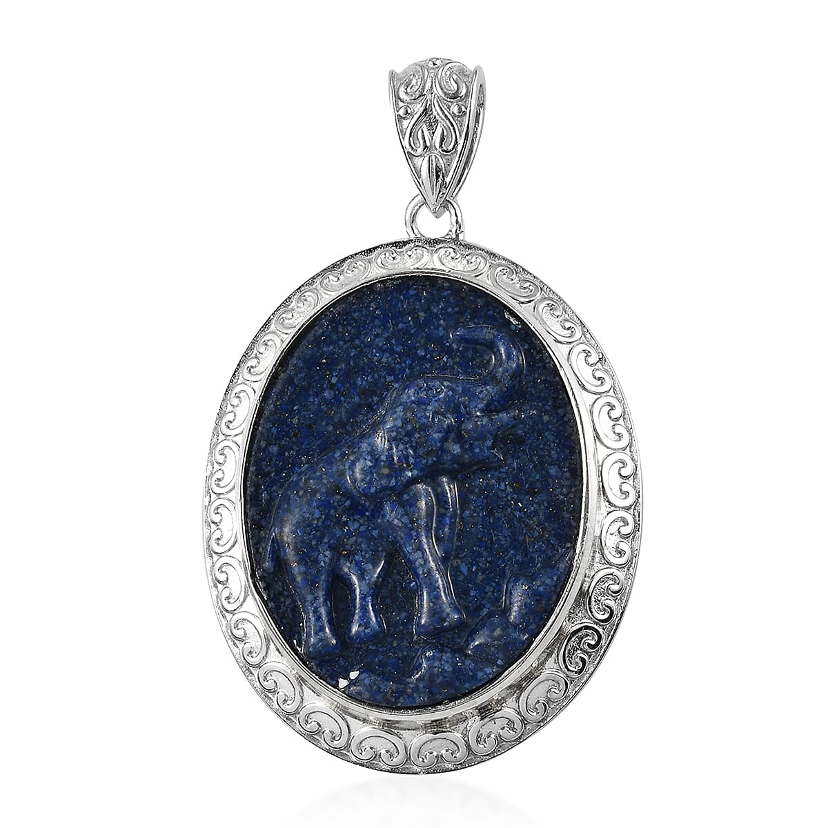 Freshened Lapis Lazuli Solitaire Pendant in Platinum Over Copper 25.90 ctw