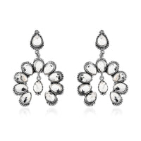 American Natural White Buffalo Squash Blossom Earrings in Sterling Silver 9.50 Grams 17.75 ctw