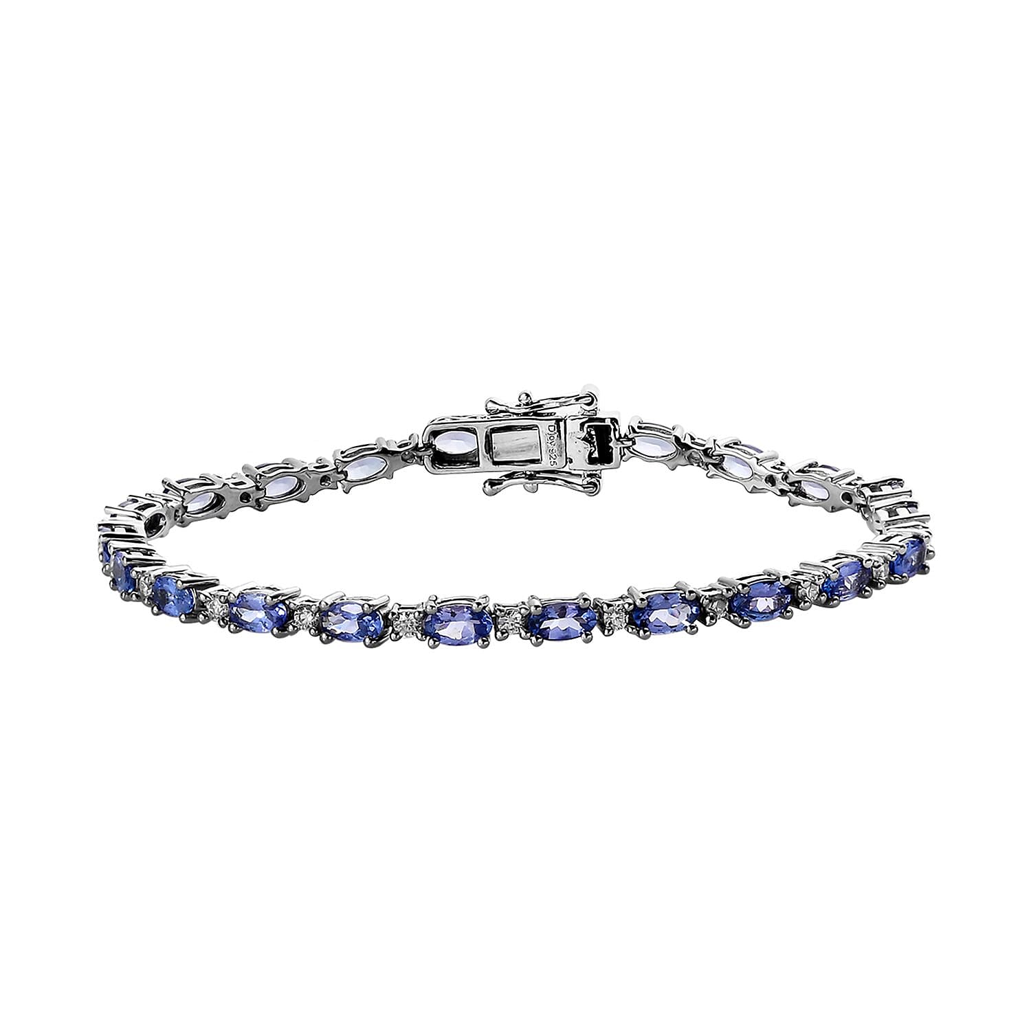 AAA Tanzanite and Moissanite Bracelet in Platinum Over Sterling Silver (6.50 In) 7.35 Grams 6.50 ctw