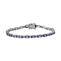 AAA Tanzanite and Moissanite Bracelet in Platinum Over Sterling Silver (6.50 In) 7.35 Grams 6.50 ctw