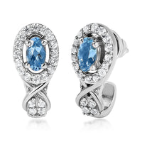 Santa Maria Aquamarine and White Zircon Earrings in Platinum Over Sterling Silver 0.85 ctw