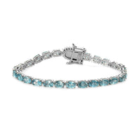 Premium Cambodian Blue Zircon and Moissanite Bracelet in Platinum Over Sterling Silver (6.50 In) 9.40 Grams 20.50 ctw