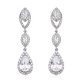 Simulated Diamond Dangle Earrings in Silvertone and Stainless Steel 5.10 ctw , Tarnish-Free, Waterproof, Sweat Proof Jewelry - Sticky add to cart bar