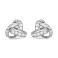 Simulated Diamond Knotted Earrings in Rhodium Over Sterling Silver - Sticky add to cart bar