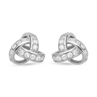 Simulated Diamond Knotted Earrings in Rhodium Over Sterling Silver