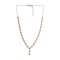 Viceroy Spessartine Garnet and Natural White Zircon Y-Shape Necklace 18-20 Inches in Platinum Over Sterling Silver 12.85 Grams 8.90 ctw