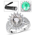 Mexican Hyalite Opal and Moissanite Ring in Platinum Over Sterling Silver With UV Torch 3.60 ctw - Sticky add to cart bar