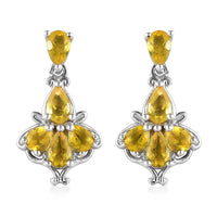Tanzanian Canary Opal Dangling Earrings in Platinum Over Sterling Silver 1.25 ctw