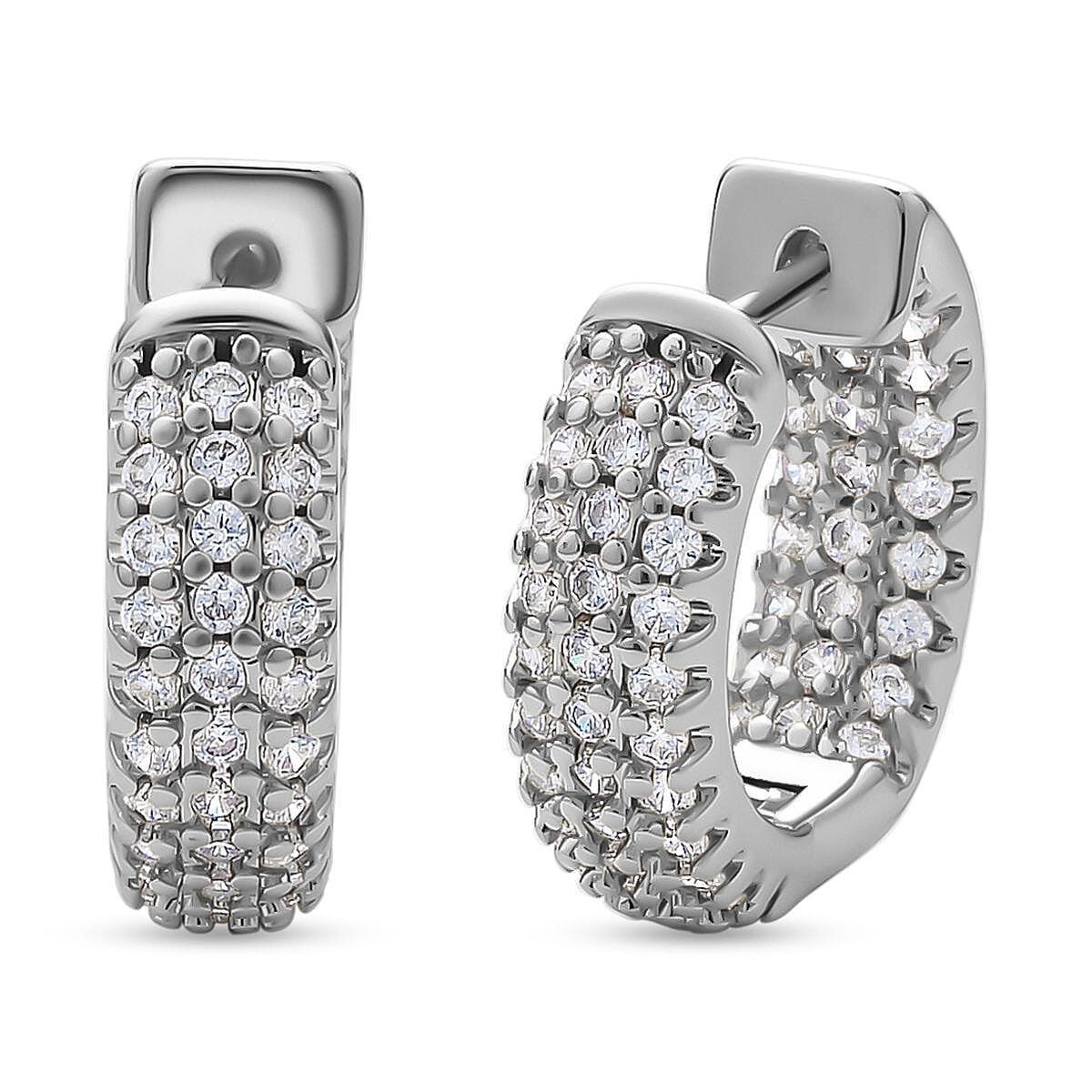 Simulated Diamond Huggie Hoop Earrings in Goldtone 1.00 ctw