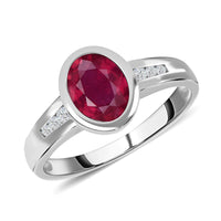 Niassa Ruby (FF) and White Zircon 1.80 ctw Ring in Platinum Over Sterling Silver (Size 11.5)