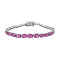 Ilakaka Hot Pink Sapphire (FF) Tennis Bracelet in Platinum Over Sterling Silver (7.25 In) 10.10 Grams 21.00 ctw - Sticky add to cart bar