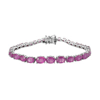 Ilakaka Hot Pink Sapphire (FF) Tennis Bracelet in Platinum Over Sterling Silver (7.25 In) 10.10 Grams 21.00 ctw