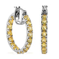 Tanzanian Canary Opal Inside Out Hoop Earrings in Platinum Over Sterling Silver 3.85 ctw - Sticky add to cart bar