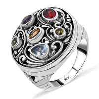 Multi Gemstone 1.50 ctw Ring in Sterling Silver (Size 5.5)