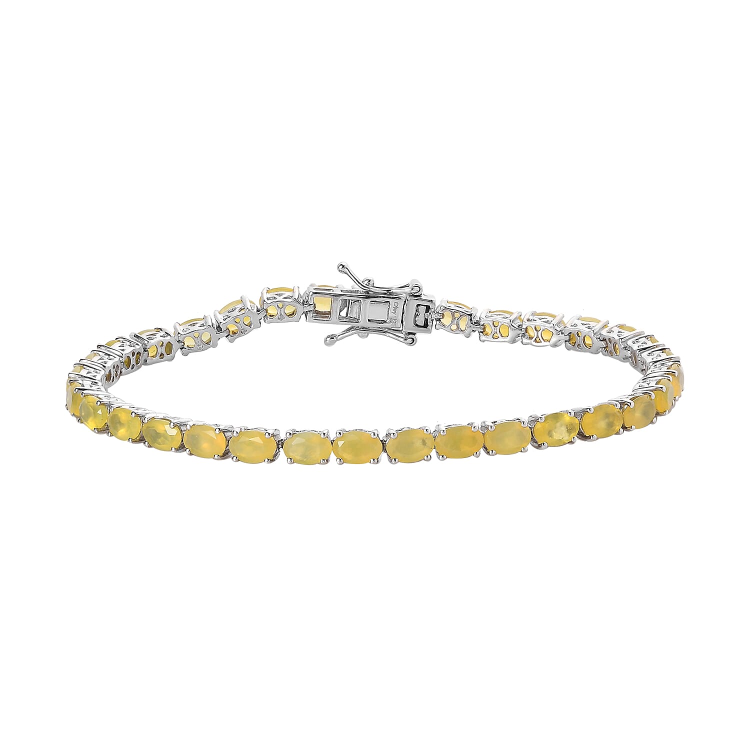 Tanzanian Natural Canary Opal Tennis Bracelet in Platinum Over Sterling Silver (8.00 In) 10.70 Grams 10.15 ctw