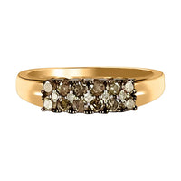 Natural Champagne Diamond and White Diamond Ring in 18K Vermeil RG Over Sterling Silver (Size 10.0) 0.50 ctw