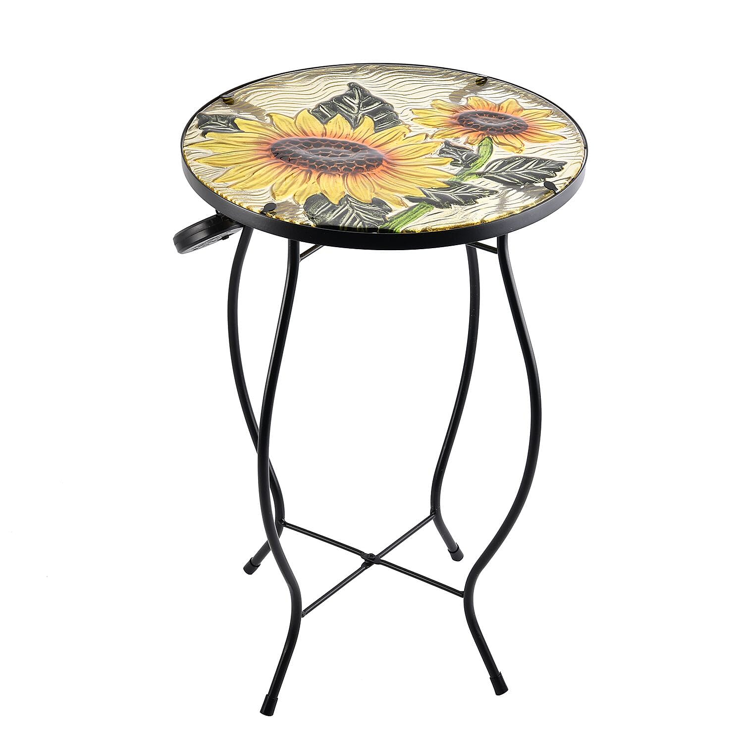 Multi Color Solar Metal with Glass Plant-Sunflower (11"x14.3"x21.26")