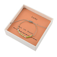 Green Glass Beaded Bracelet in Cotton Cord (6.00 In)