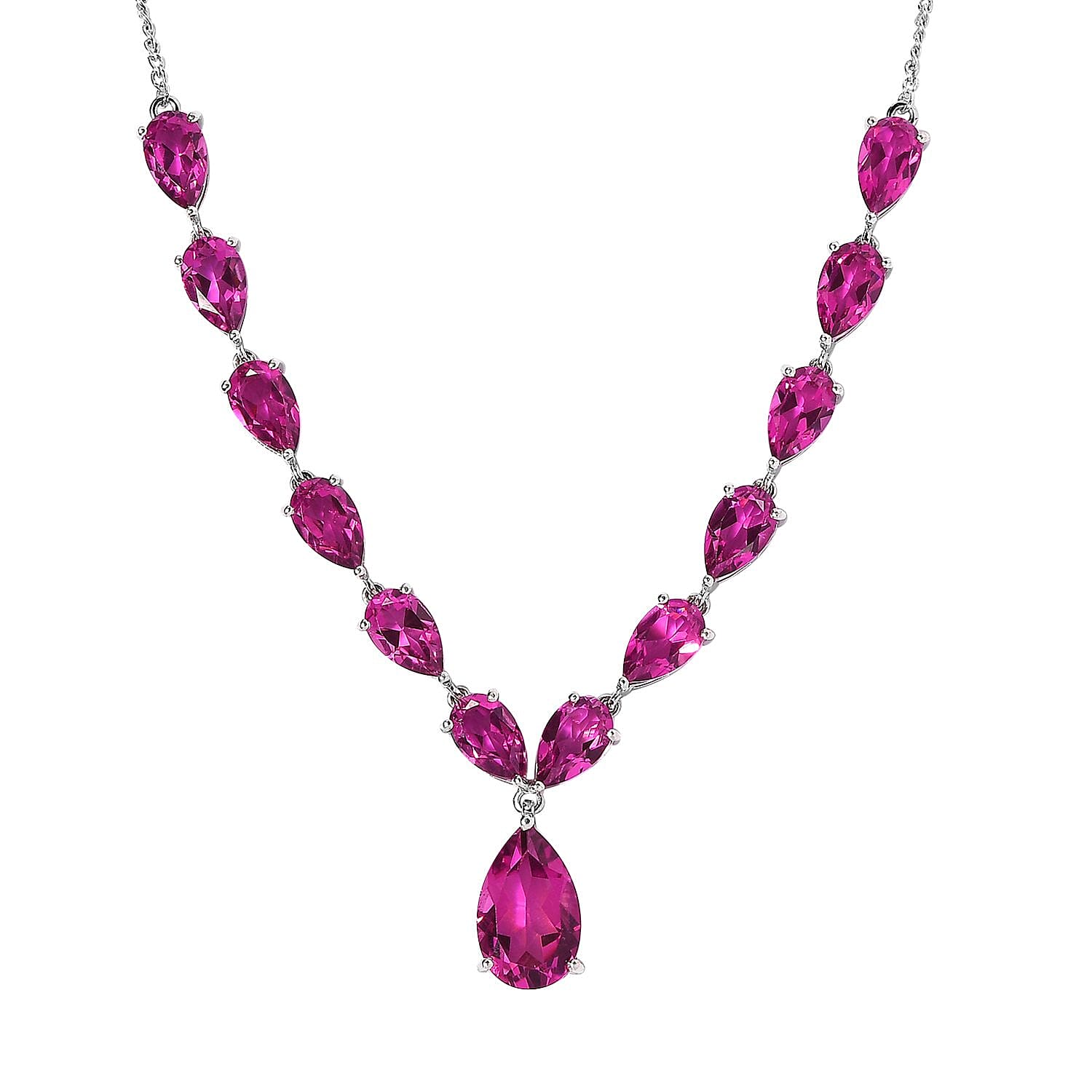 Radiant Orchid Quartz (Triplet) Drop Necklace 18 Inches in Platinum Over Sterling Silver 25.75 ctw