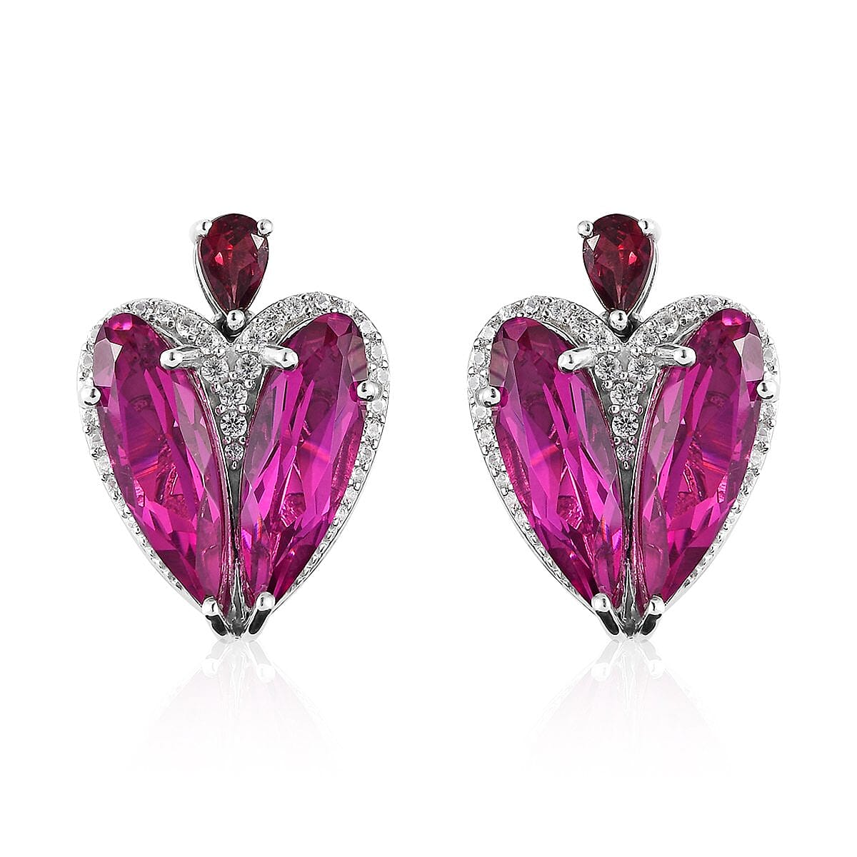 Radiant Orchid Quartz (Triplet) and Multi Gemstone Earrings in Platinum Over Sterling Silver 16.25 ctw