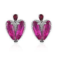 Radiant Orchid Quartz (Triplet) and Multi Gemstone Earrings in Platinum Over Sterling Silver 16.25 ctw