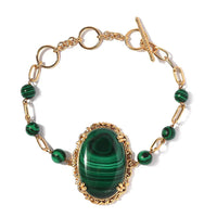TLV KARIS African Malachite Bracelet in 18K YG Plated (6.50 In) 61.00 ctw