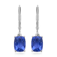 Color Change Fluorite Solitaire Lever Back Earring in Rhodium Over Sterling Silver 2.85 ctw