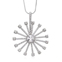 White Aurora Brealis Austrian Crystal Spinner Necklace (28-30 Inches) in Silvertone