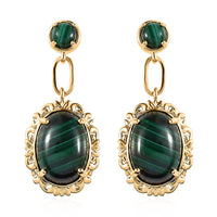 TLV KARIS African Malachite Earrings in 14K YG Over Sterling Silver and 18K YG Plated 23.15 ctw
