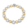 Closeout Diamond Bracelet in 14K Yellow Gold Plated Sterling Silver, Diamond Heart Bracelet (7.50 In) 1.00 ctw - Sticky add to cart bar