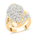 Diamond Cluster Ring in 14K Yellow Gold Over Sterling Silver (Size 10.0) 1.00 ctw - Sticky add to cart bar