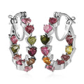 Multi-Tourmaline Inside Out Hoop Earrings in Platinum Over Sterling Silver 3.00 ctw - Sticky add to cart bar
