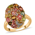 Multi-Tourmaline, Natural White Zircon Celestial Ring in Vermeil YG Over Sterling Silver (Size 10.0) 2.10 ctw - Sticky add to cart bar