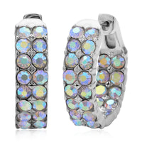White Mystic Color Austrian Crystal Inside-out Hoop Earrings in Stainless Steel