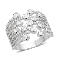 Simulated Diamond Multi-shank Bubble Ring in Silvertone (Size 7-9) 1.50 ctw