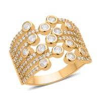Simulated Diamond Multi-shank Bubble Ring in Silvertone (Size 7-9) 1.50 ctw