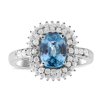 Premium Cambodian Blue Zircon and Natural White Zircon Ring in Platinum Over Sterling Silver 2.75 ctw